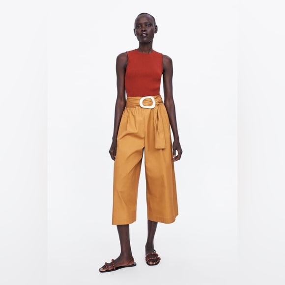 NWT Zara Wide Leg Cropped Pants - Picture 1 of 6